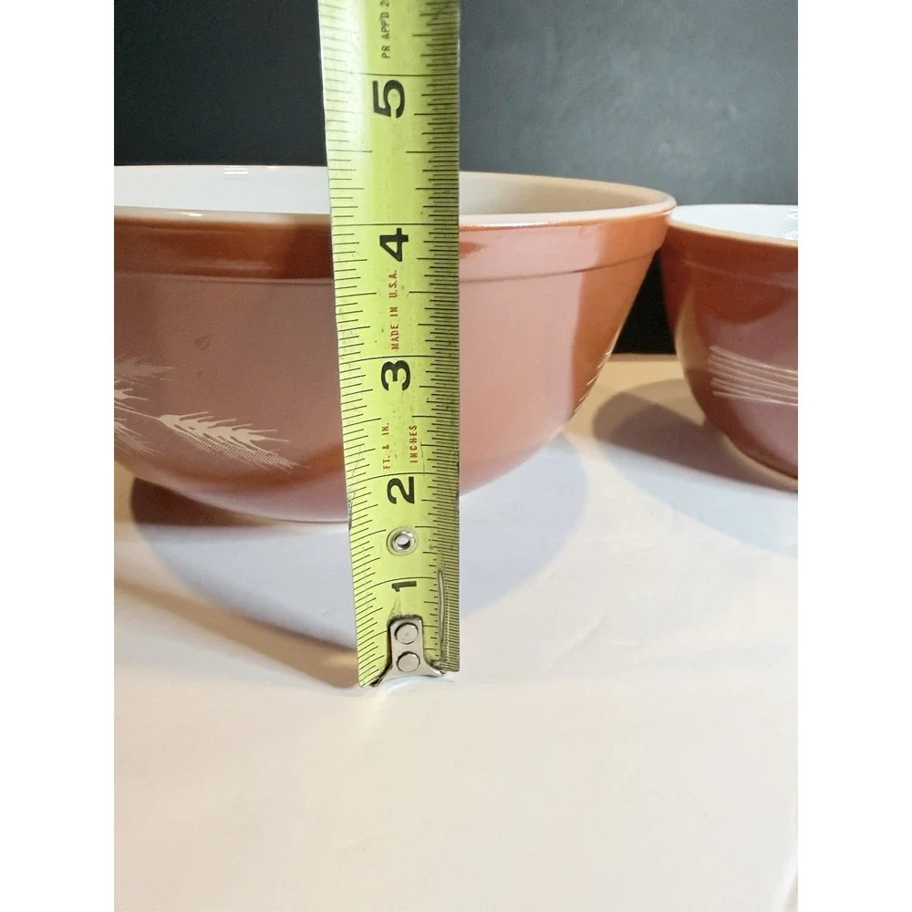 Vintage Pyrex Autumn Harvest Wheat Mixing Bowls Set #402 #403 Nesting Pair
